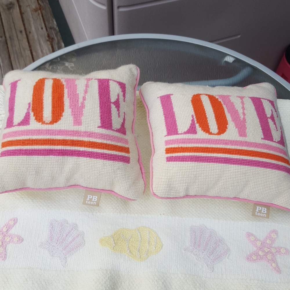 PB Teen soft cotton LOVE pillows
